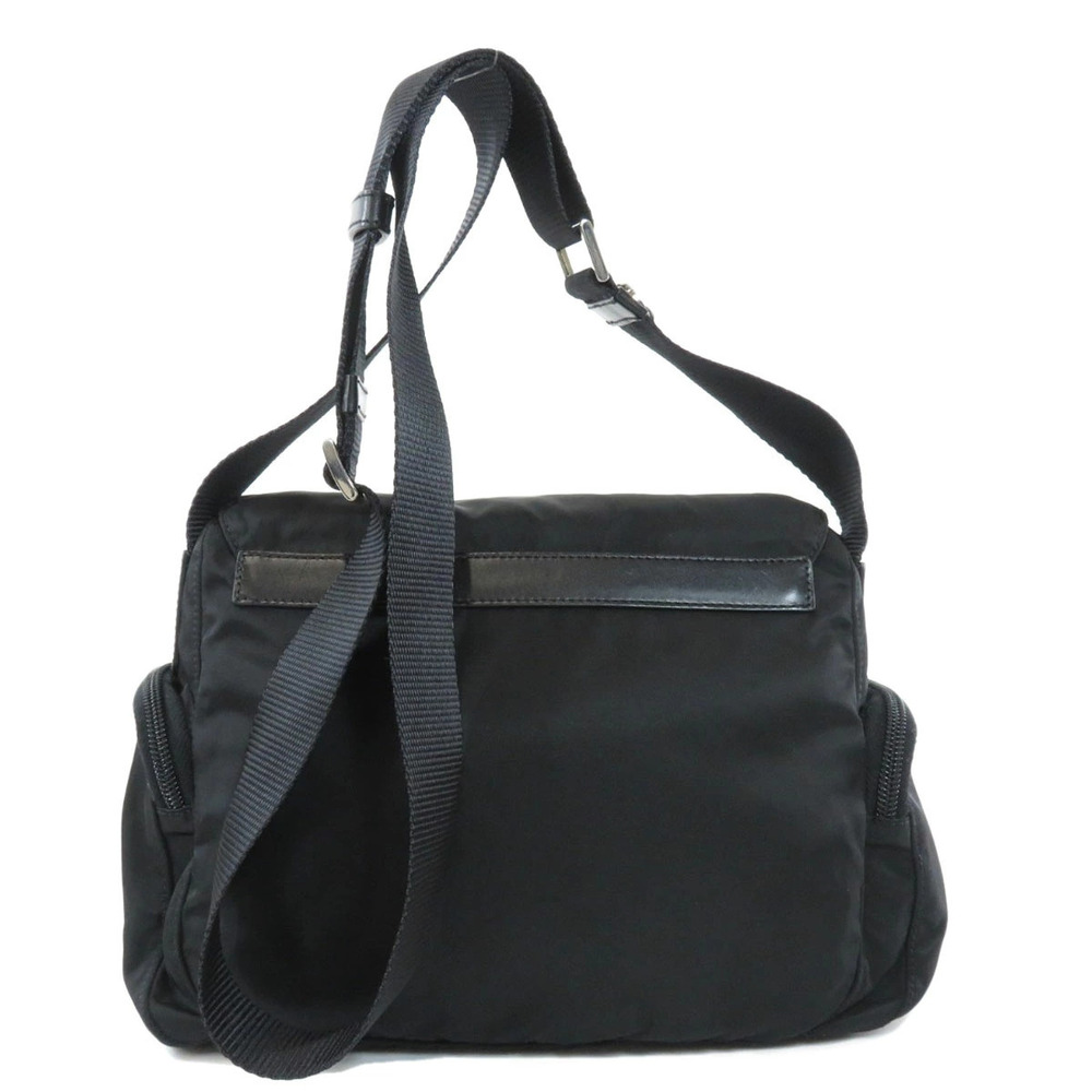 Prada Tessuto trim Bag Messenger black Crossbody leather Black